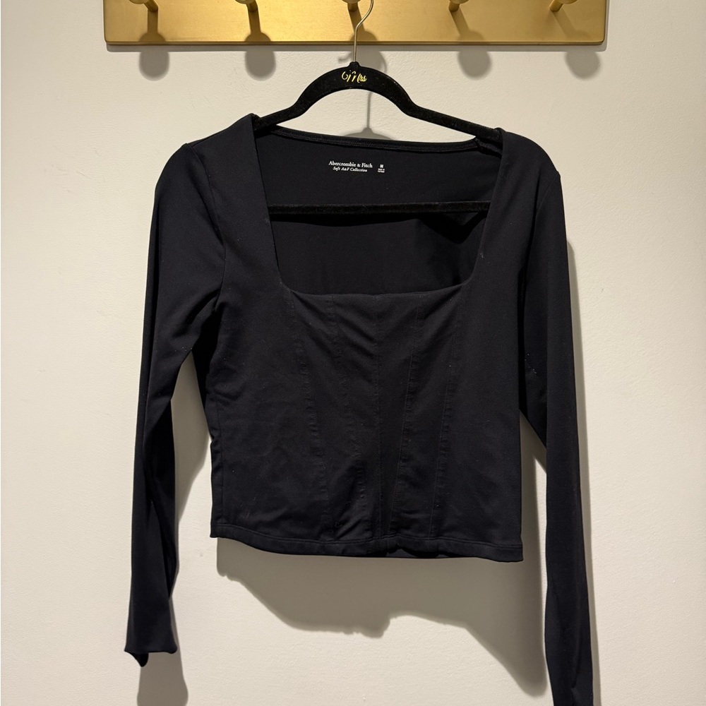 Abercrombie & Fitch Black Square Neck Blouse